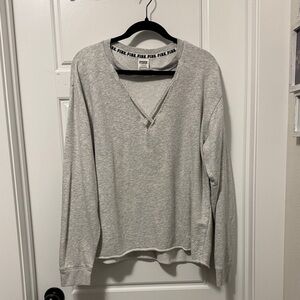 PINK Victoria's Secret Heather Gray V-Neck Top